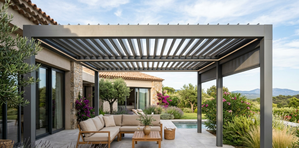 Mejor pergola bioclimatica de aluminio blanco para terraza